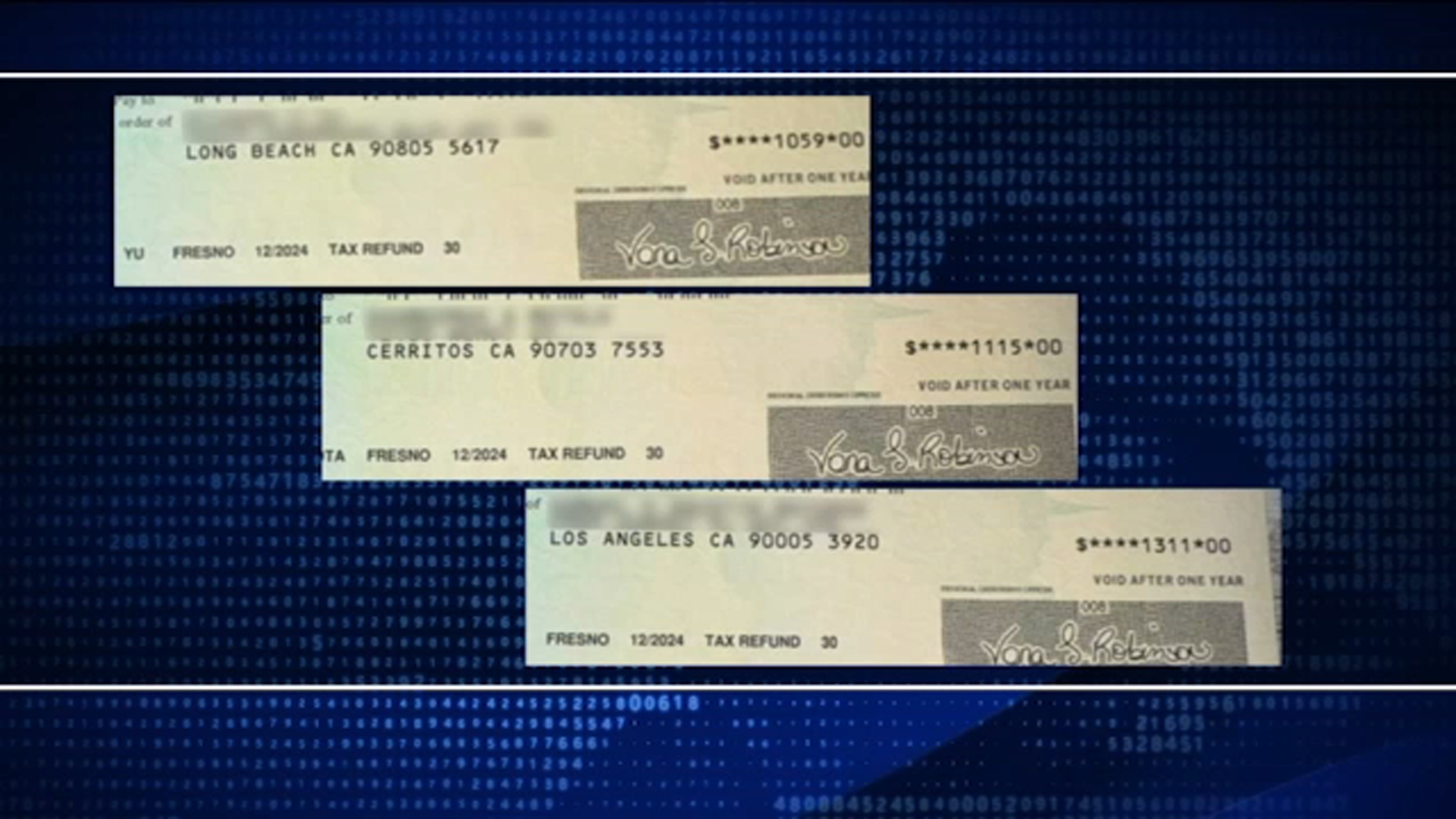 David Maimon found these checks of Southern California residents for sale on the dark web.